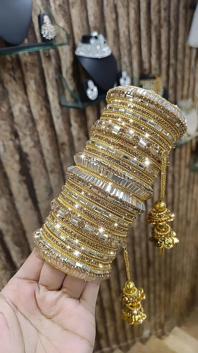 Bridal Wedding Wear Golden And Silver Bangles Set Wholesale Online
